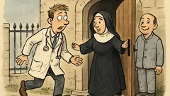 Witz: Ein junger Arzt liefert einen Verrückten ein