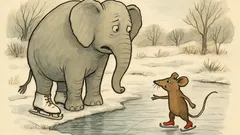 Witz: Ein Elefant und eine Maus schlittschuhlaufen